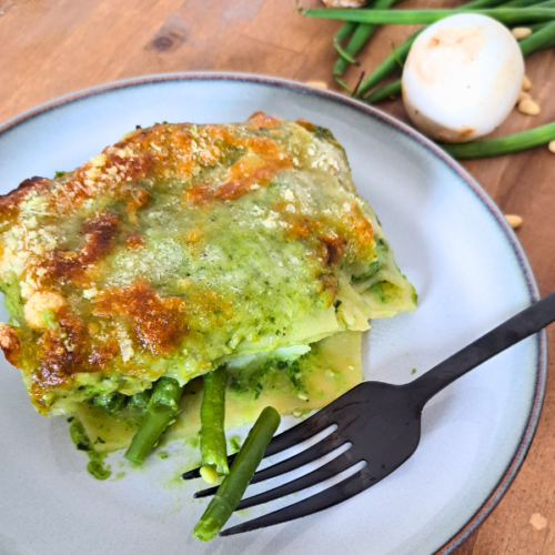 Grüne Lasagne mit Bohnen