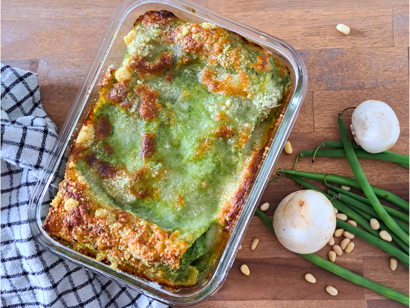 Grüne Lasagne mit Bohnen